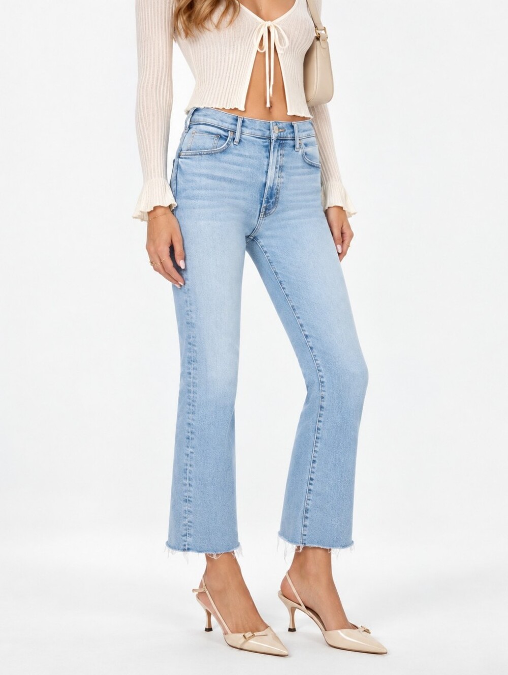 MOTHER The Hustler Ankle Fray Jean High Waist Kick Flare In Limited Edition 31